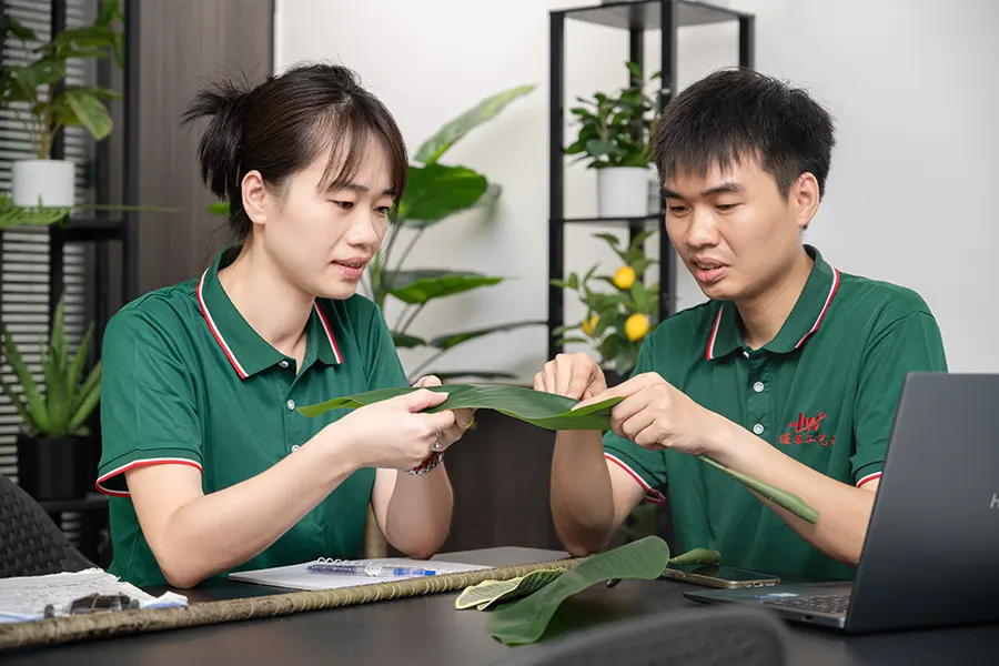 Grand Green factory R&D team working on custom artificial tree designs