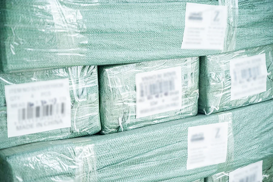 Organized warehouse storage with container loading for export shipments