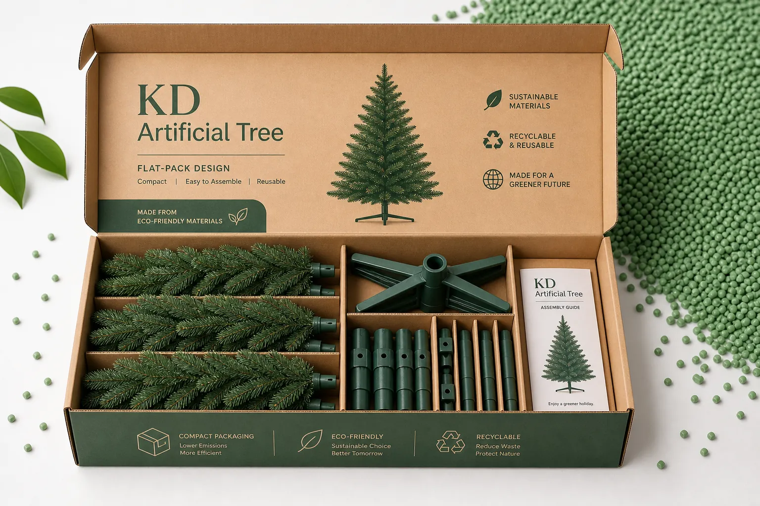 KD packaging demonstration and eco-friendly plastic material pellets