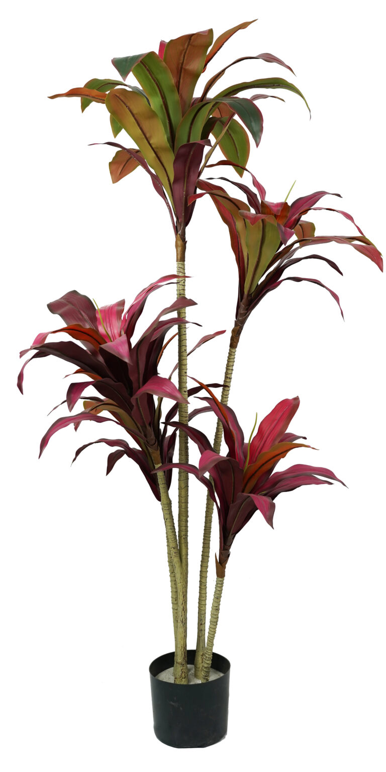 4 Head Burgundy Artificial Dracaena Tree