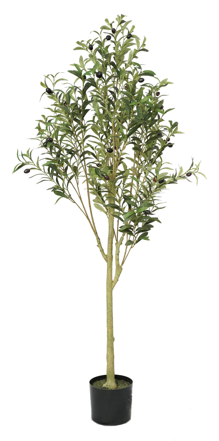 Upright Artificial Olive Tree with Black Olives – Realistic Faux Mediterranean Tree for Indoor Decor