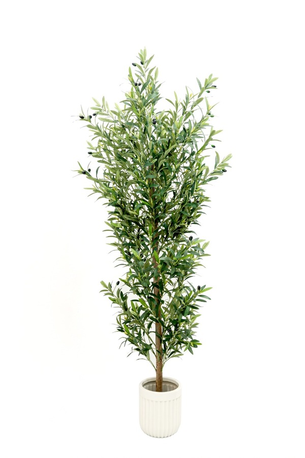 Tall Lush Artificial Olive Tree with Realistic Trunk & Black Olives – Faux Indoor Tree for Hotel, Oficina & Decoración del hogar